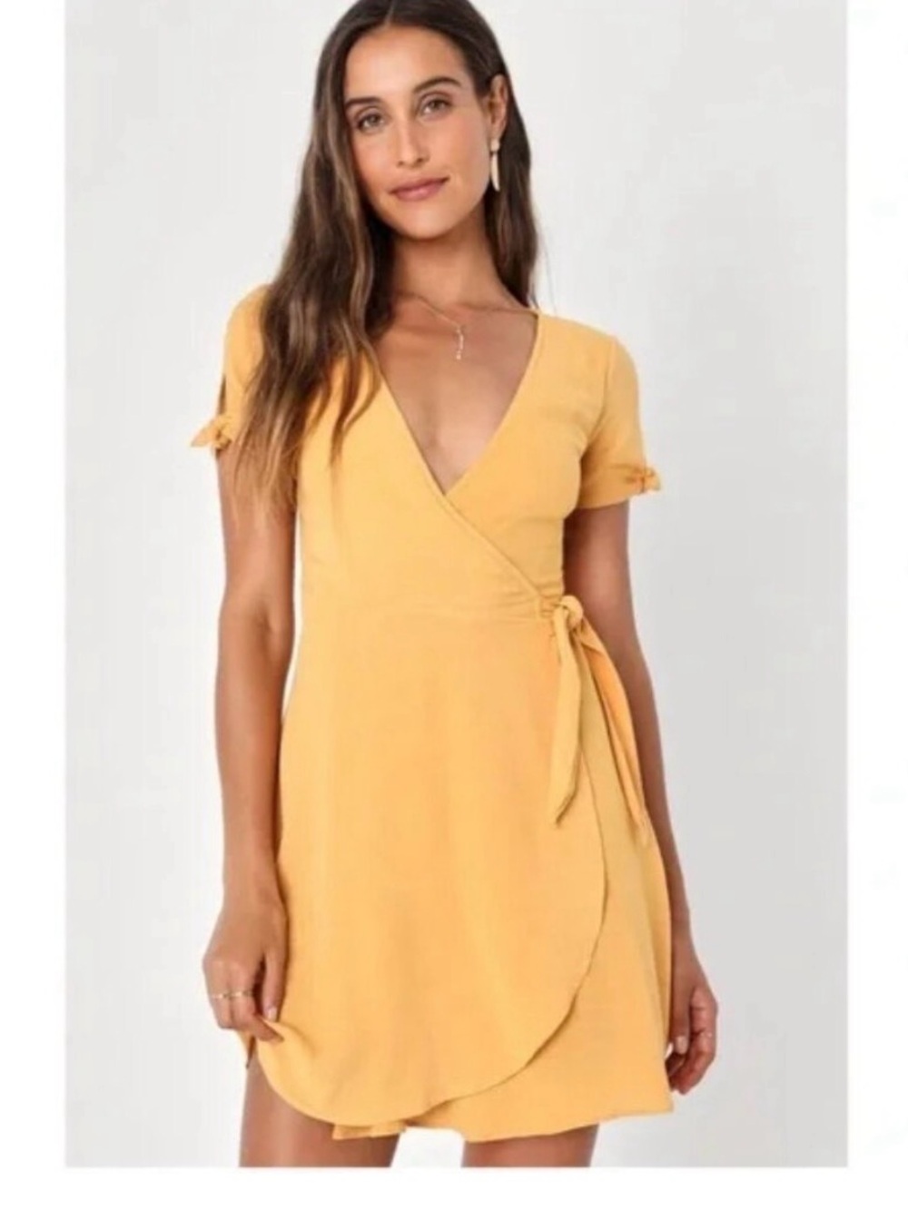 Lulus My Philosophy Golden Yellow Wrap Dres
